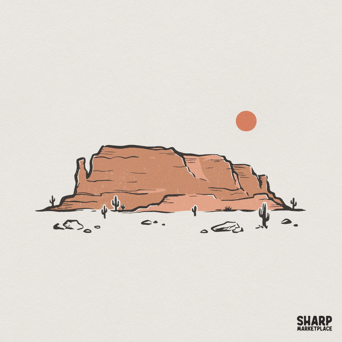 Desert Landscape Western PNG, Cactus Shirt Design - 300 DPI Design for