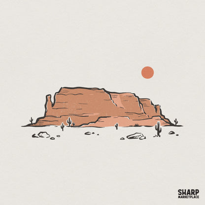 Desert Landscape Western PNG, Cactus Shirt Design - 300 DPI Design for