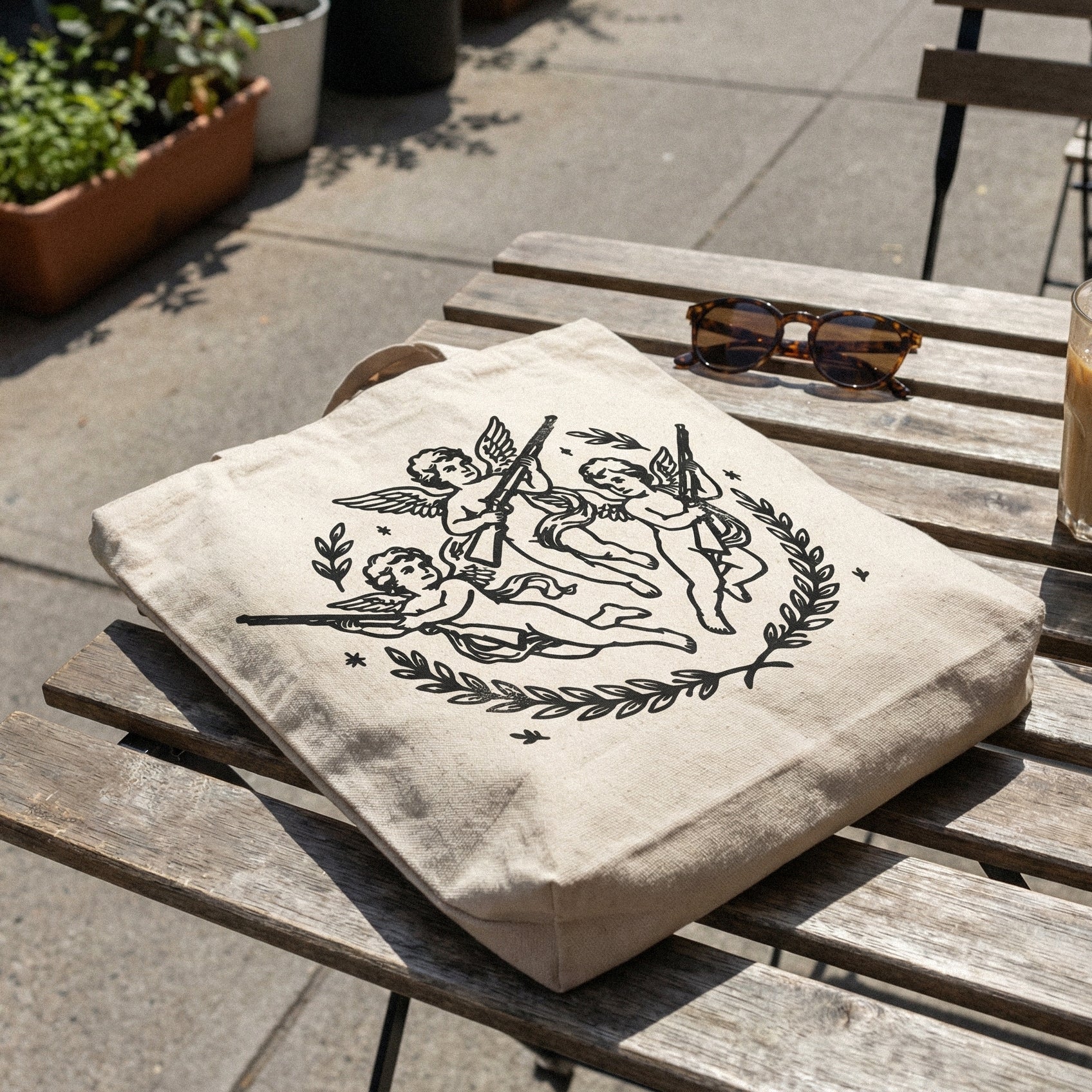 Cherub Angel Gun PNG, Vintage Aesthetic Digital Download - 300 DPI Design