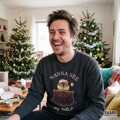 Wanna See My Nuts? Christmas PNG Shirt Santa Graphic