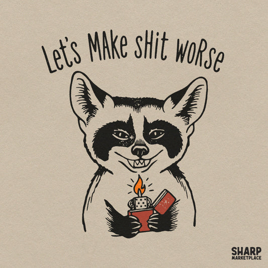 Let's Make Shit Worse PNG, Smirking Raccoon Holding