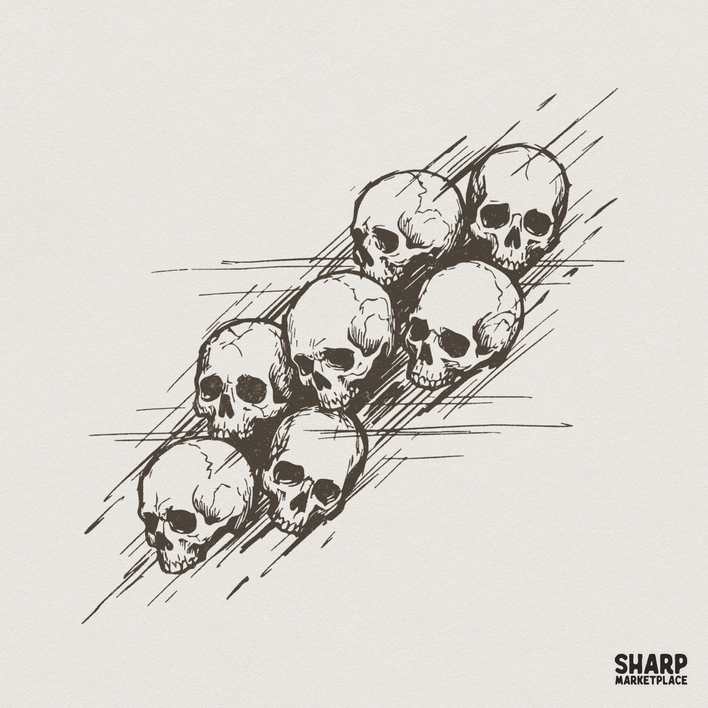 Skull PNG, Vintage Ink Drawing Digital Download - 300 DPI Design for