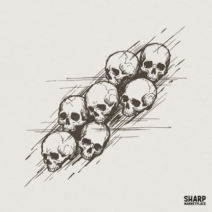 Skull PNG, Vintage Ink Drawing Digital Download - 300 DPI Design for