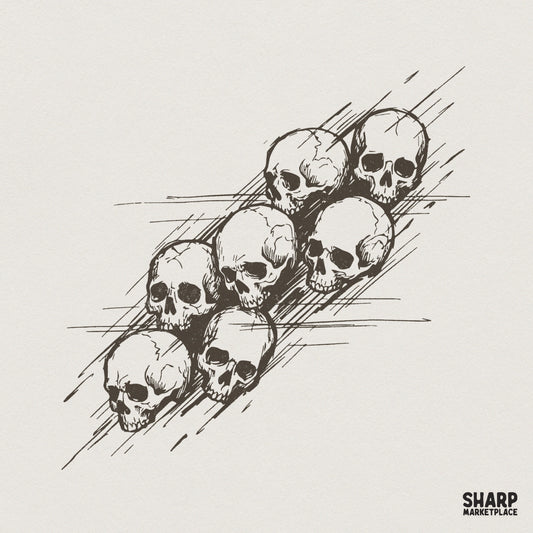 Skull PNG, Vintage Ink Drawing Digital Download - 300 DPI Design for