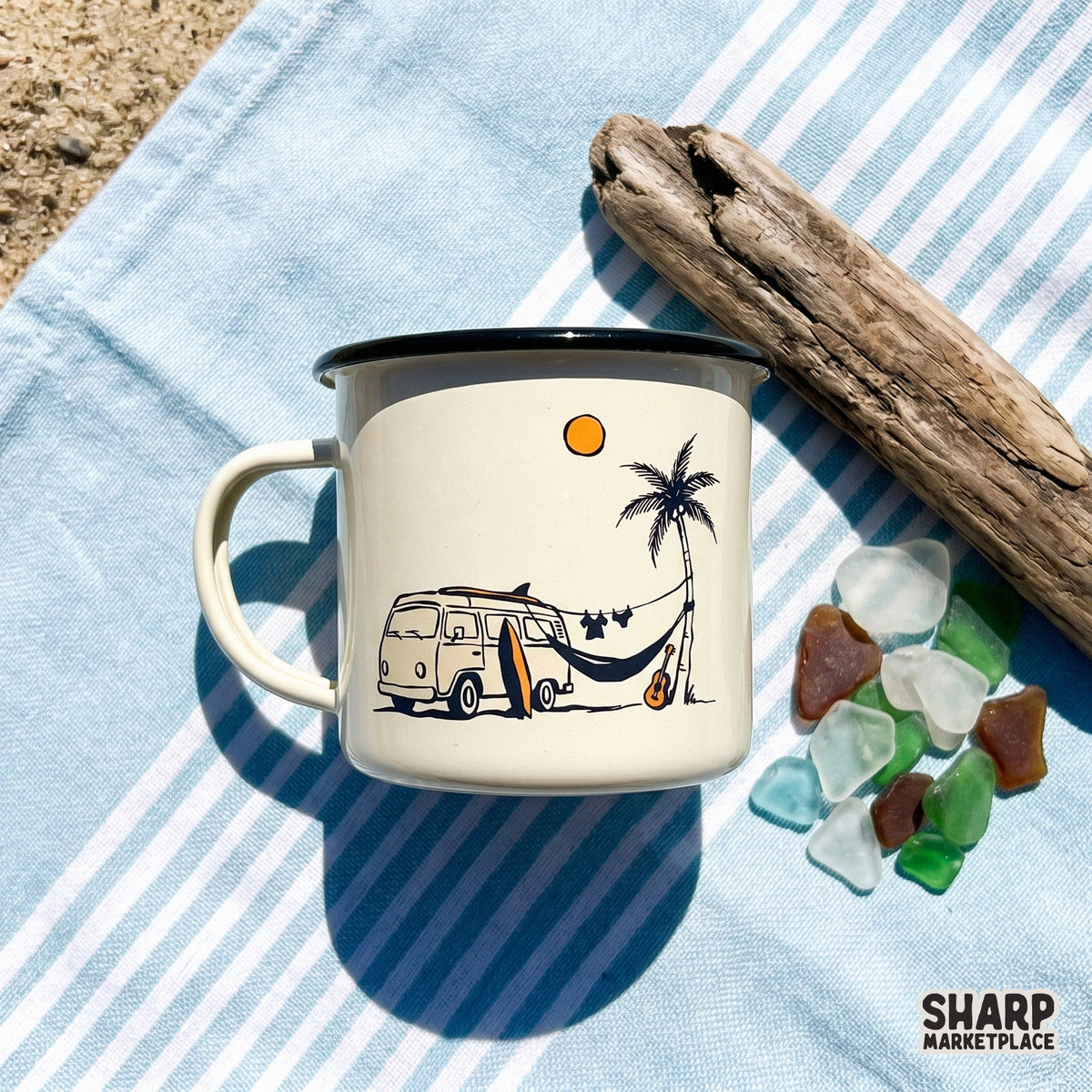 Retro Beach Van Hammock Scene, Summer PNG For Shirt PNG Vacation Fans -