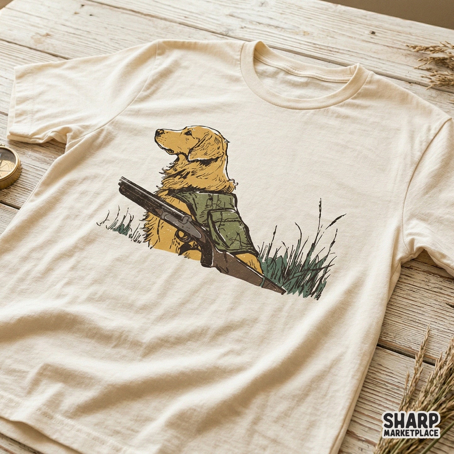 High-resolution hunting dog graphic with a rustic aesthetic, ideal for creating outdoor-themed stickers, tumblers, and personalized apparel.