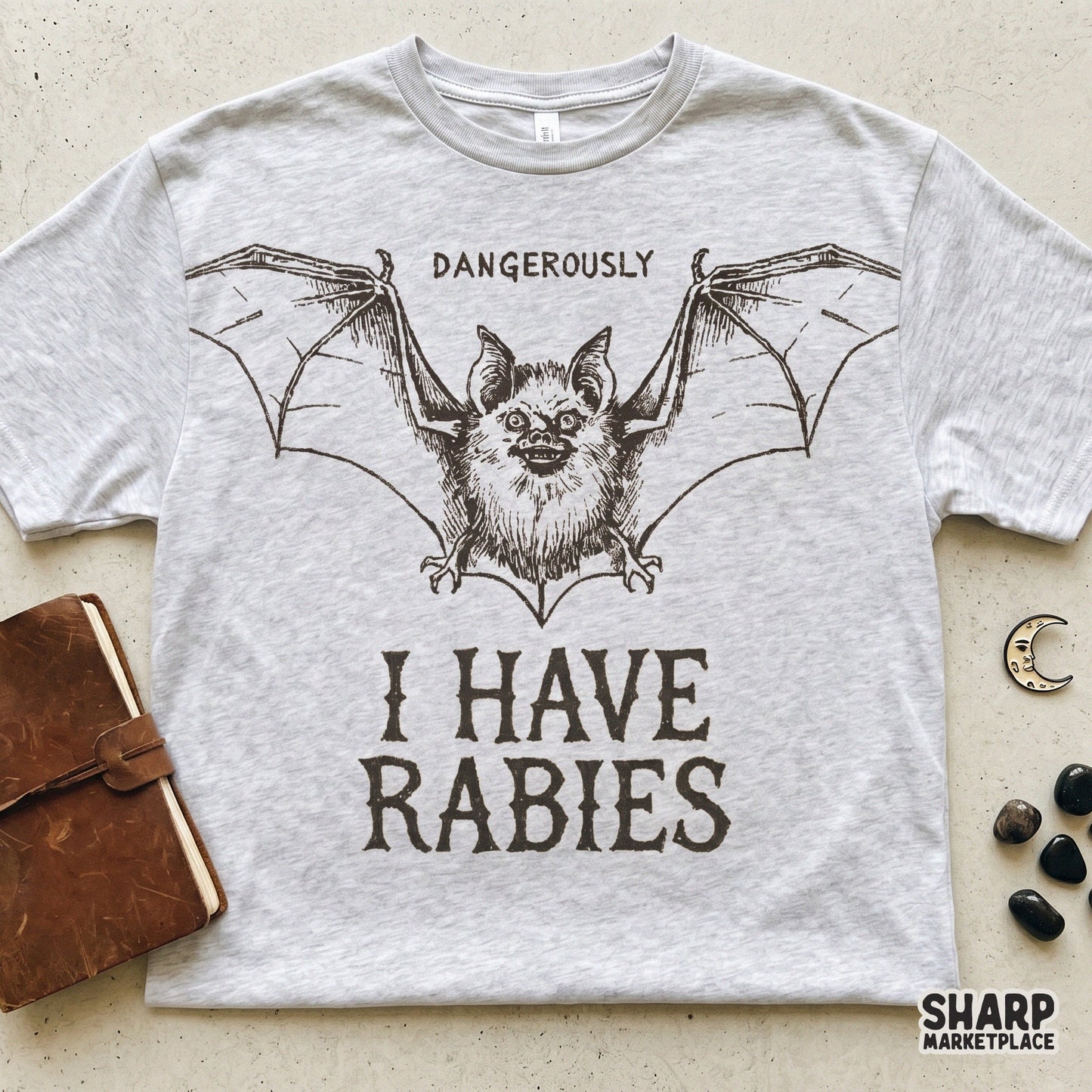 Dangerously I Have Rabies feral bat PNG for unhinged sarcastic meme shirts and trendy Halloween spooky season apparel design