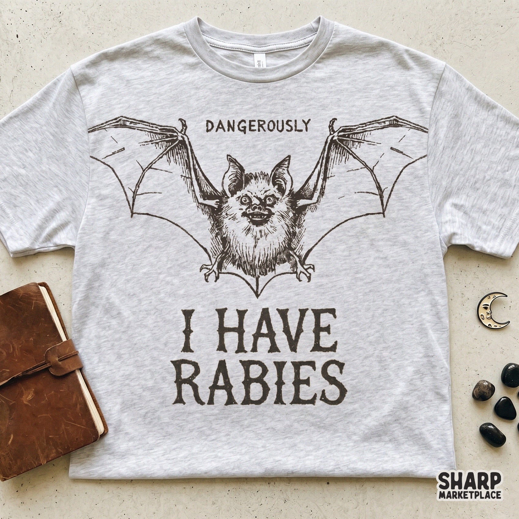 Dangerously I Have Rabies feral bat PNG for unhinged sarcastic meme shirts and trendy Halloween spooky season apparel design