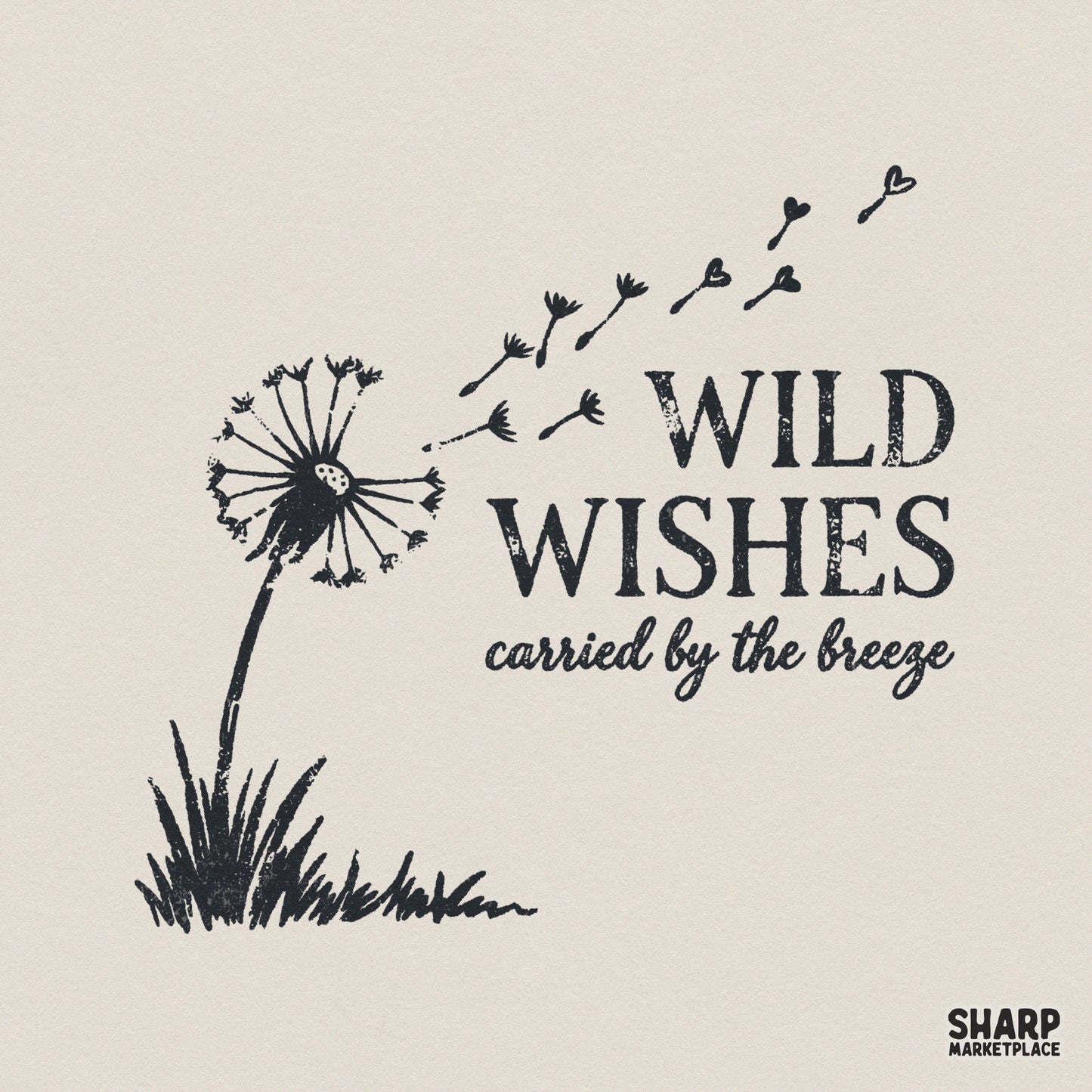 Wild Wishes PNG Design, Dandelion Breeze Digital Download - 300 DPI
