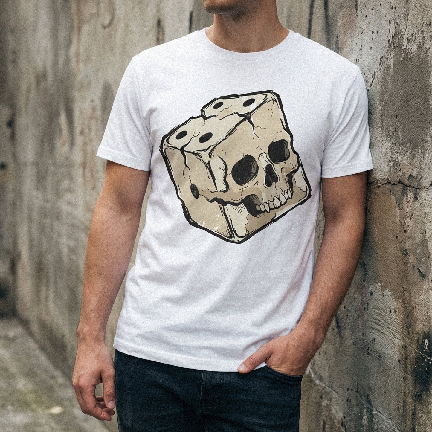 Skull Dice PNG, Gothic Skull Art - 300 DPI Design for T-Shirt