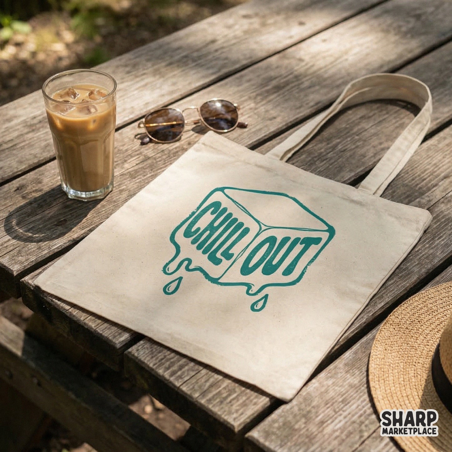 Digital download featuring a textured teal ice cube illustration with melting drip accents and bold typography, ideal for stickers or summer shirts.