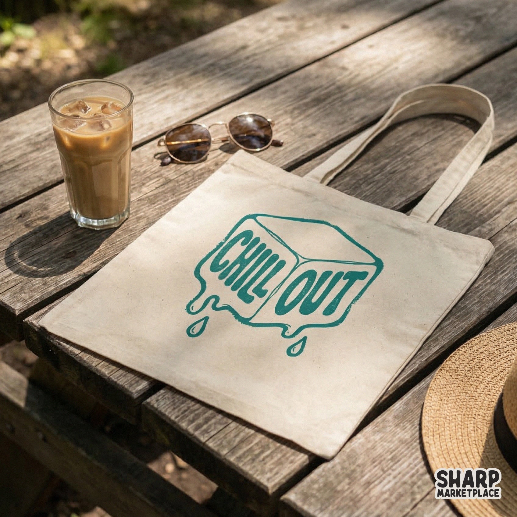 Digital download featuring a textured teal ice cube illustration with melting drip accents and bold typography, ideal for stickers or summer shirts.
