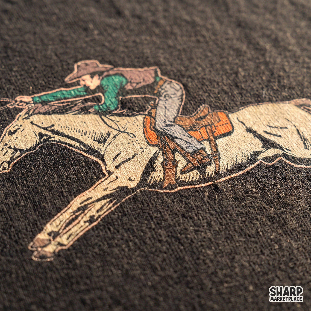 Vintage Cowboy Riding Galloping Horse With Lasso Tee