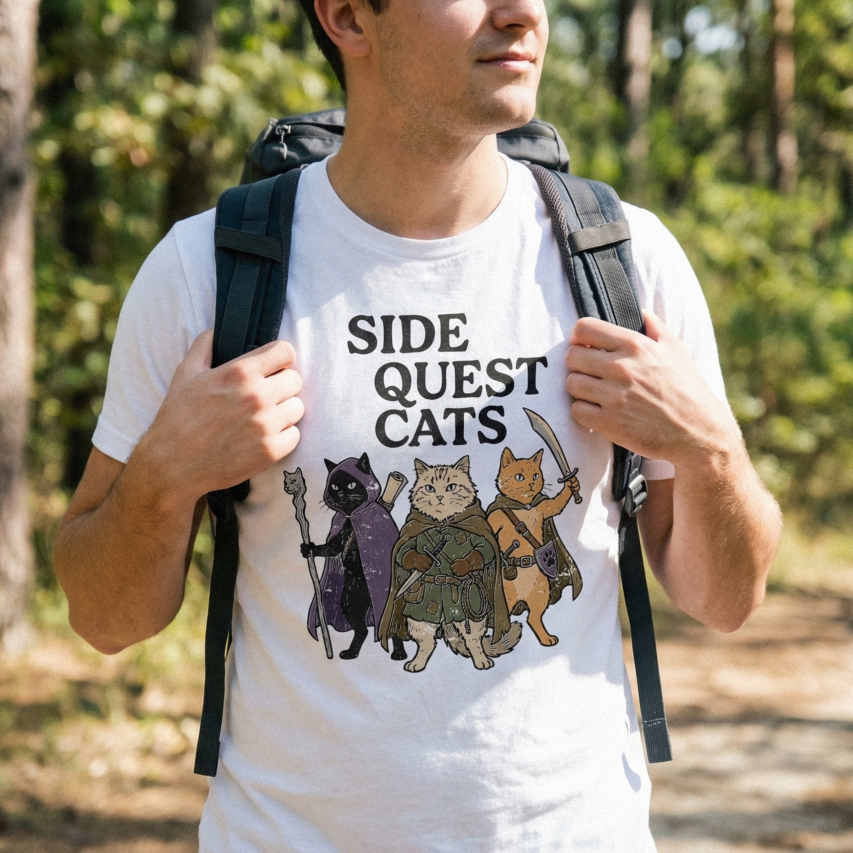 Side Quest Cats PNG, Fantasy Cat Shirt - 300 DPI Design for T-Shirt