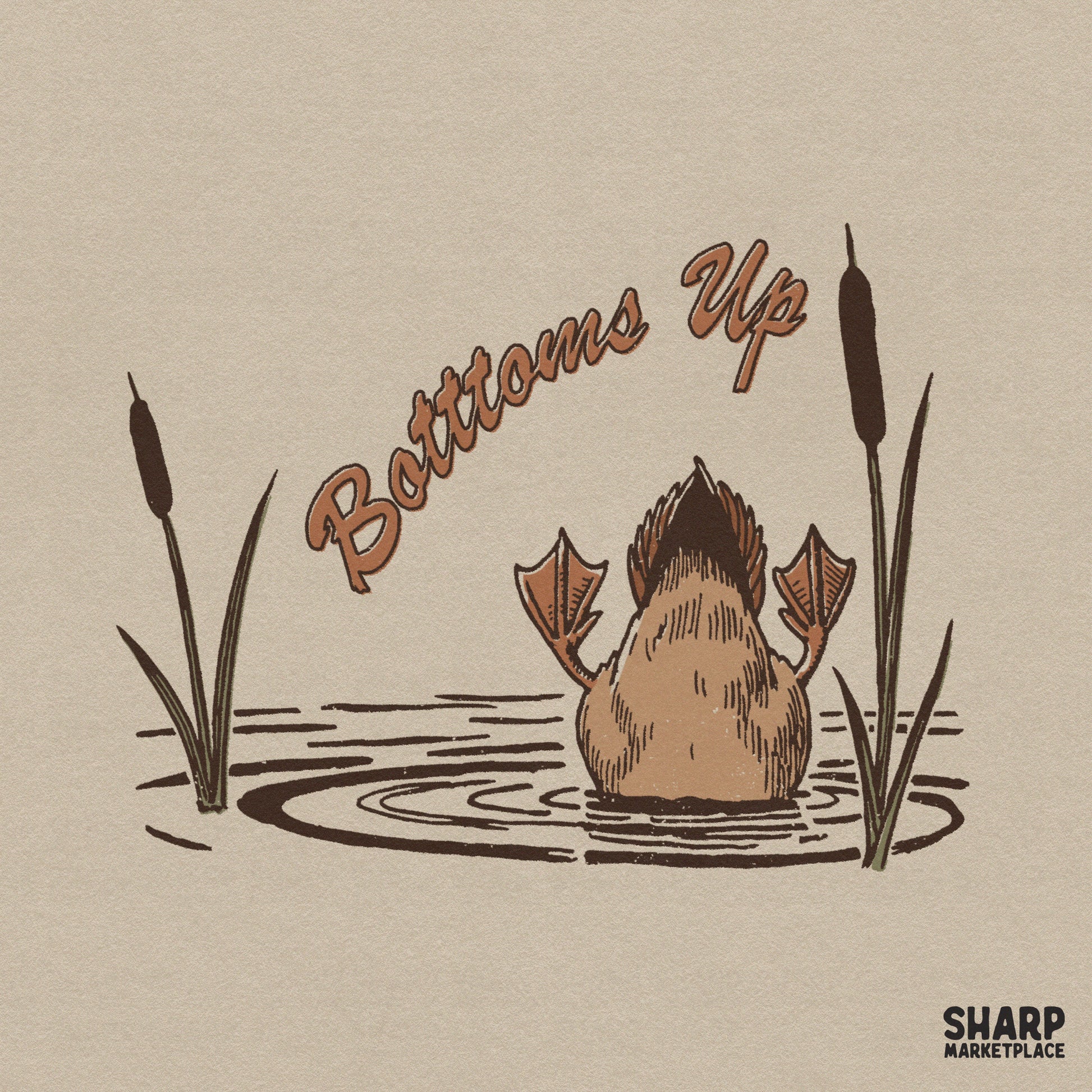 Bottoms up funny duck shirt design digital download png for lake tee lovers and outdoor wildlife apparel