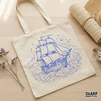 Vintage Sailing Ship PNG, Nautical Ocean Scene - 300 DPI Design for T-Shirt