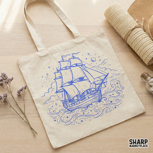 Vintage Sailing Ship PNG, Nautical Ocean Scene - 300 DPI Design for T-Shirt