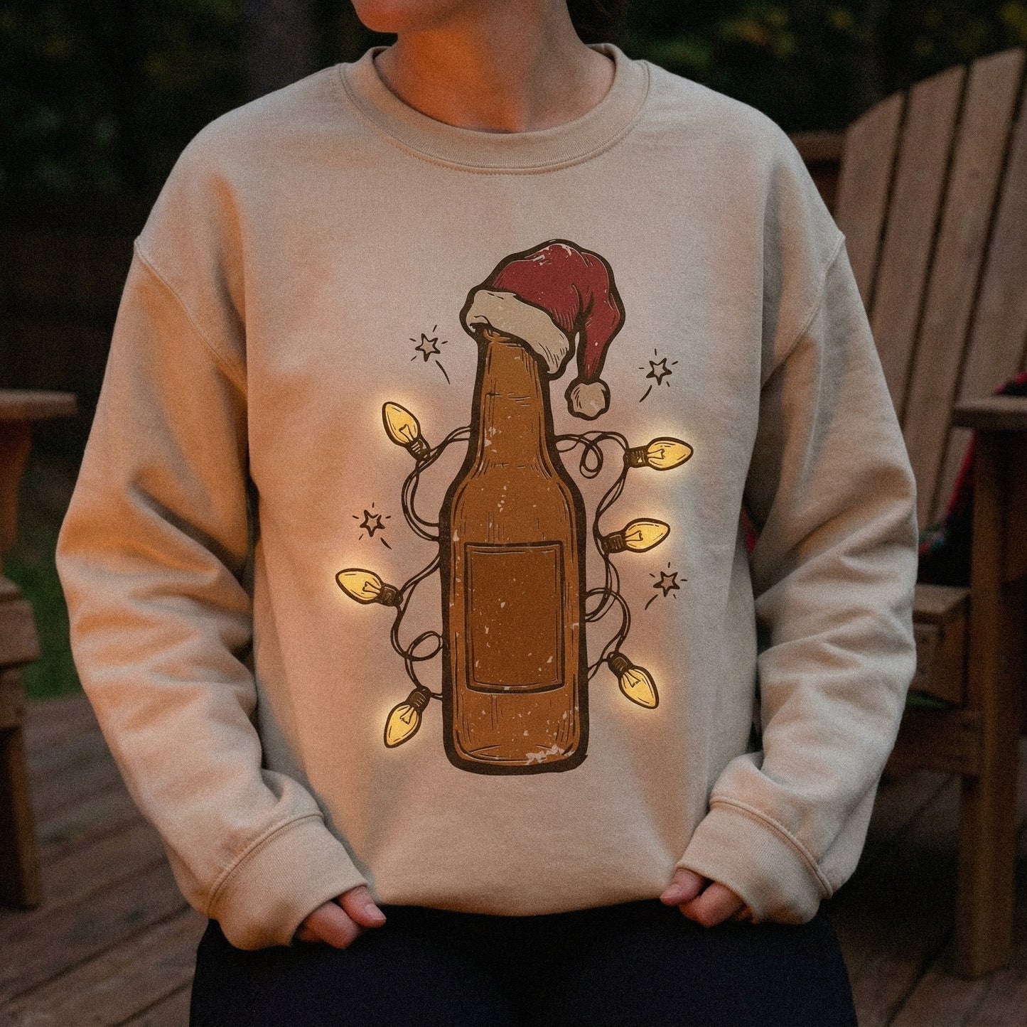Christmas Beer Bottle PNG, Holiday Lights Digital Download - 300 DPI