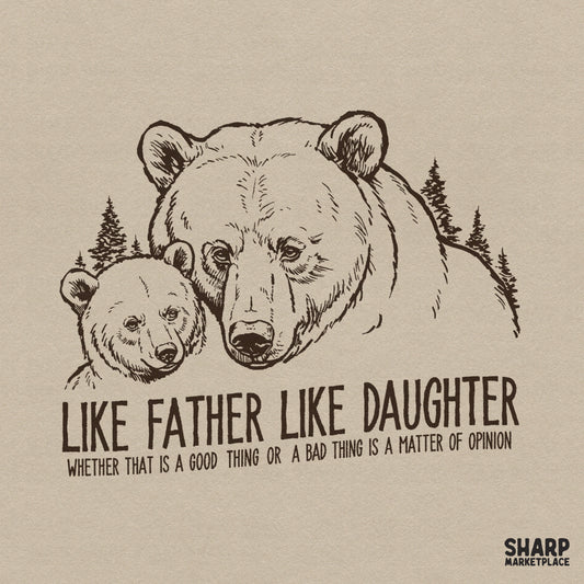Funny bear PNG with sarcastic dad humor text for a Father's Day shirt design or wildlife grizzly cub sublimation project