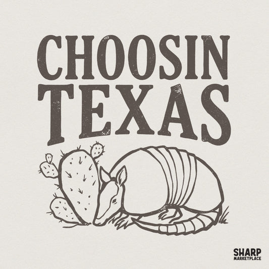 Choosin Texas PNG Design, Vintage Armadillo Texas Graphic - 300 DPI