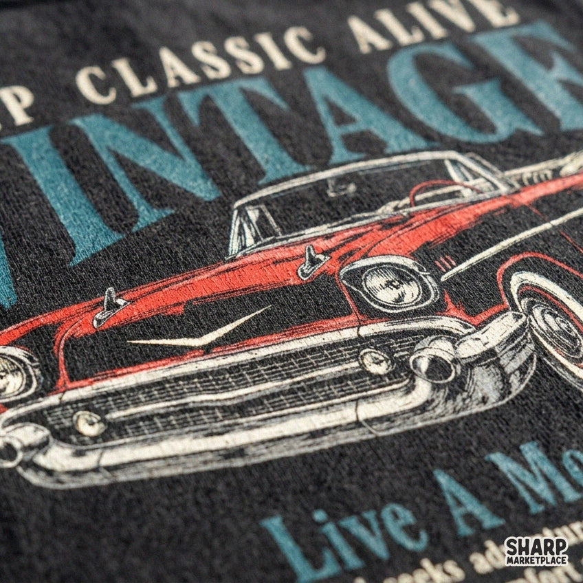 Vintage retro car racing graphic design for t-shirts, Keep Classic Alive PNG digital download