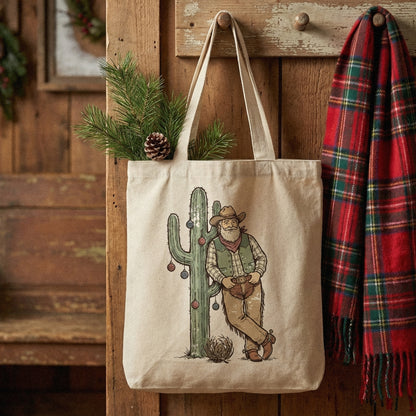 Cowboy Leaning on Cactus PNG, Western Christmas PNG - 300 DPI Design for
