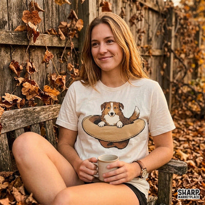Cute Aussie dog wearing a cowboy hat illustration, western PNG sublimation design for dog mom t-shirts