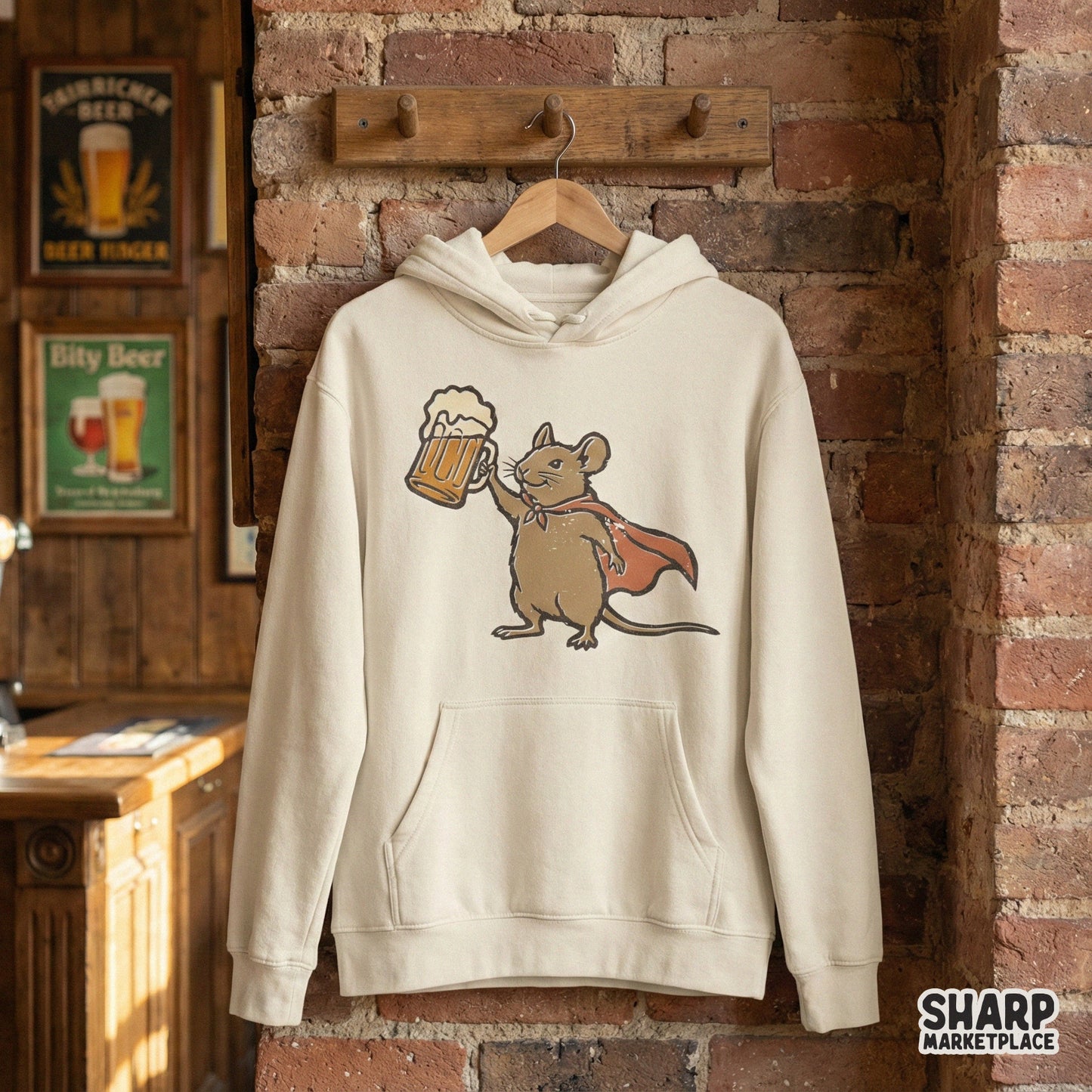 Vintage Mouse Beer Mug PNG, Funny Drinking Animal Design - 300 DPI Design