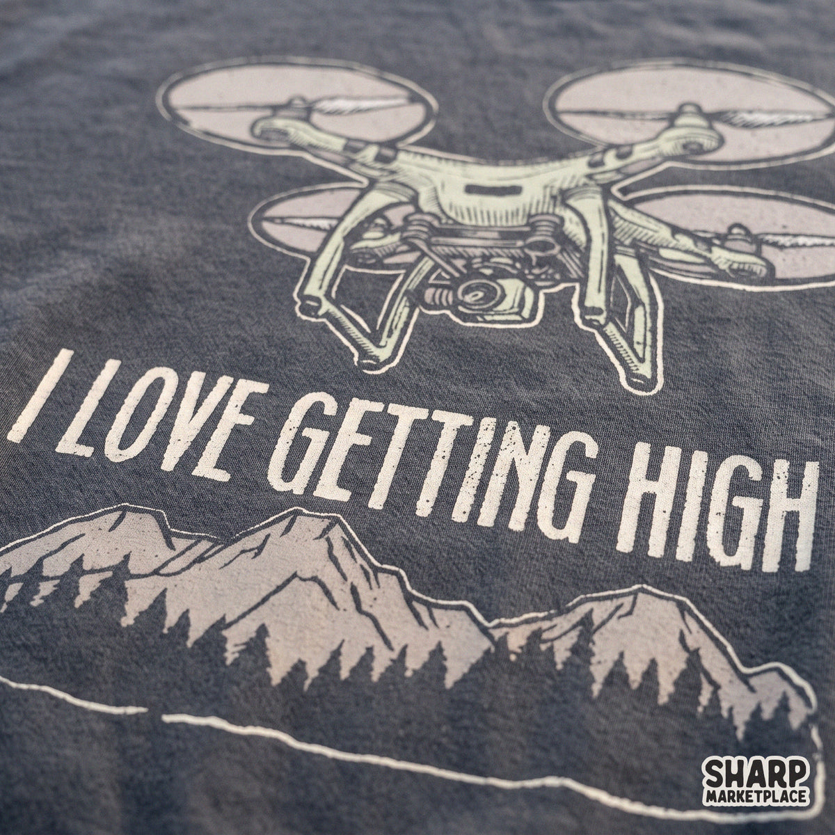 Funny drone pilot mountain scene PNG graphic clipart for t-shirt sublimation designs