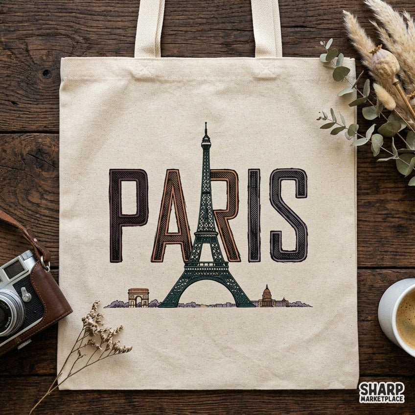 Vintage Paris Eiffel Tower PNG design for European summer girls trip t-shirts and sublimation crafts
