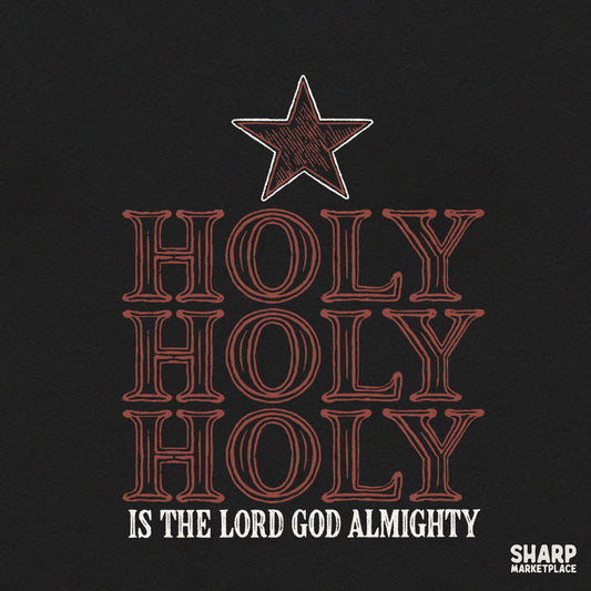 Holy Holy Holy Is The Lord God Almighty vintage Christian typography PNG graphic with star for shirt design