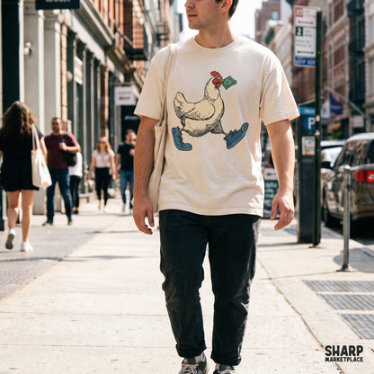 Cool Chicken Walking In Blue Sneakers, Sublimation PNG