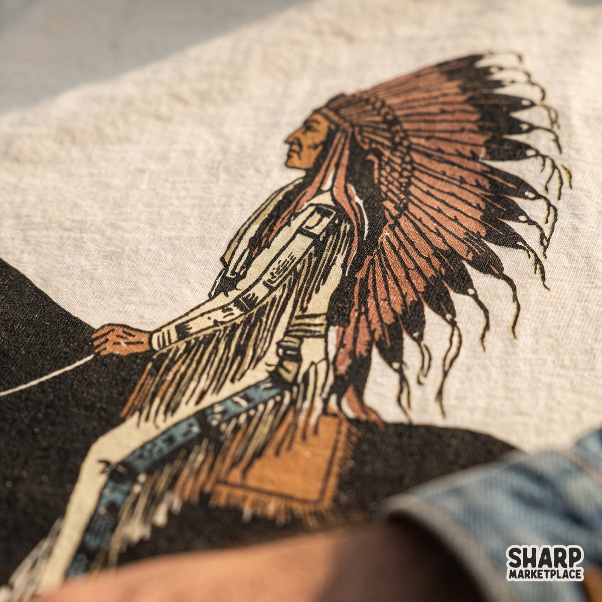 Native American chief riding a horse retro western PNG design for t-shirts and country music apparel