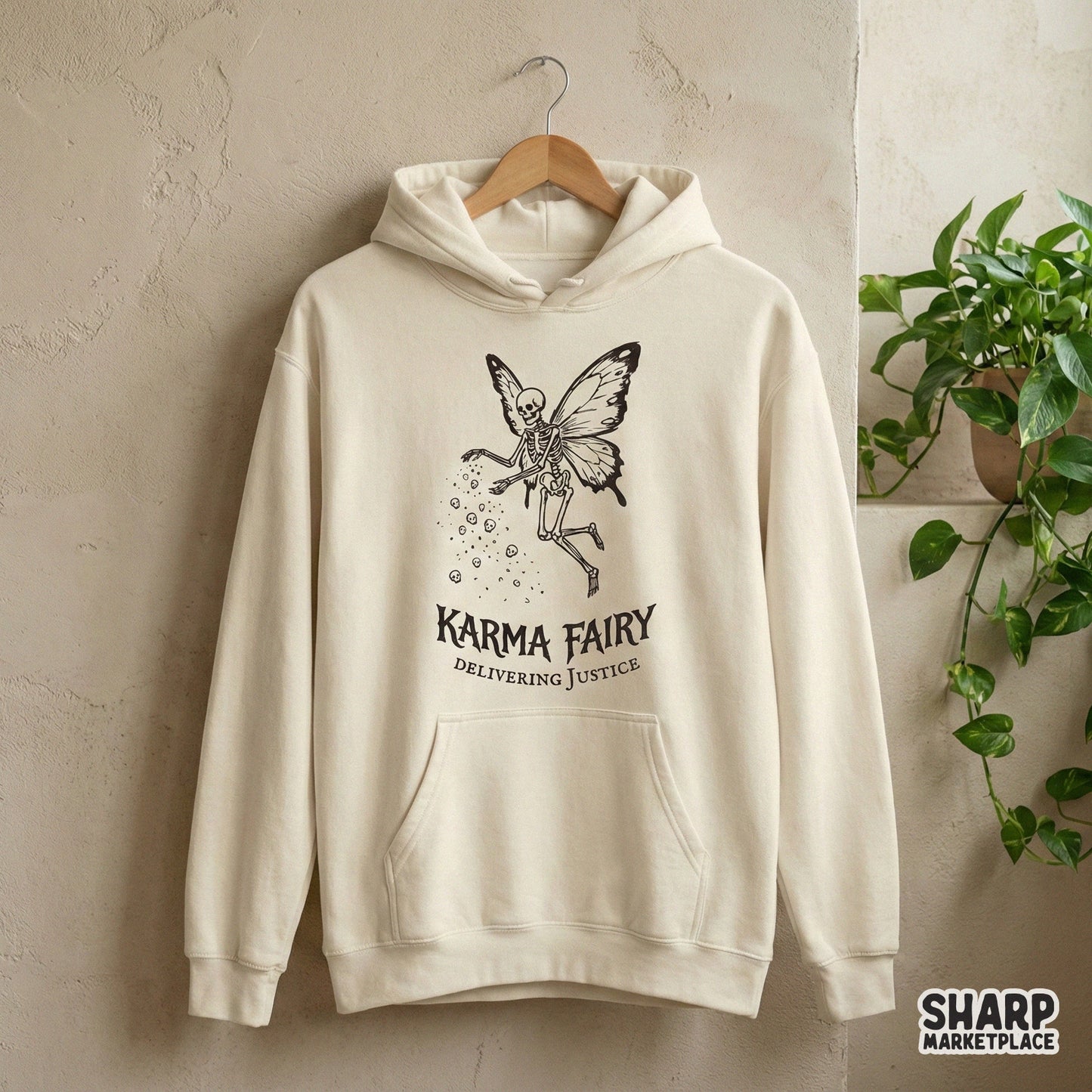 Karma Fairy Delivering Justice PNG, Skeleton Fairy Art - 300 DPI Design