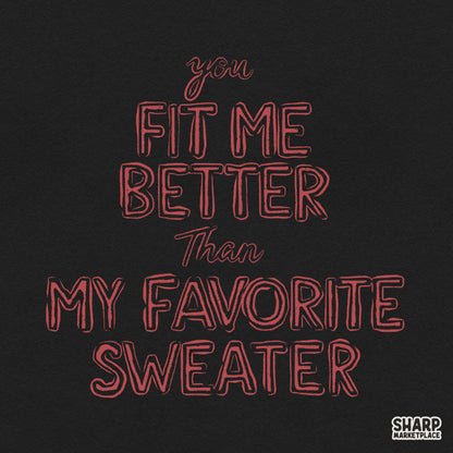 Retro coquette Valentine's Day PNG graphic featuring romantic favorite sweater quote for shirt designs