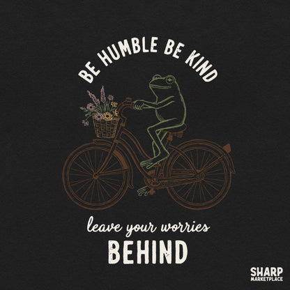 Cute cottagecore frog riding a bicycle with an inspirational quote retro PNG graphic for sublimation