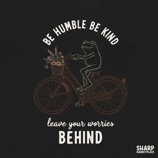 Cute cottagecore frog riding a bicycle with an inspirational quote retro PNG graphic for sublimation