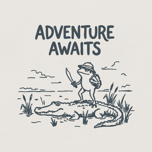 Adventure Awaits PNG, Explorer Frog Shirt - 300 DPI Design for T-Shirt