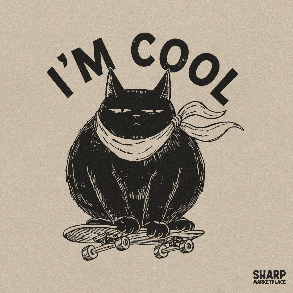 I'm Cool Chubby Black Cat Riding Skateboard, Popular
