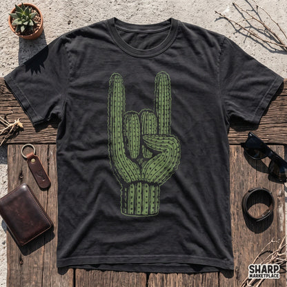 Saguaro Rock On Hand Sign Illustration, Western PNG