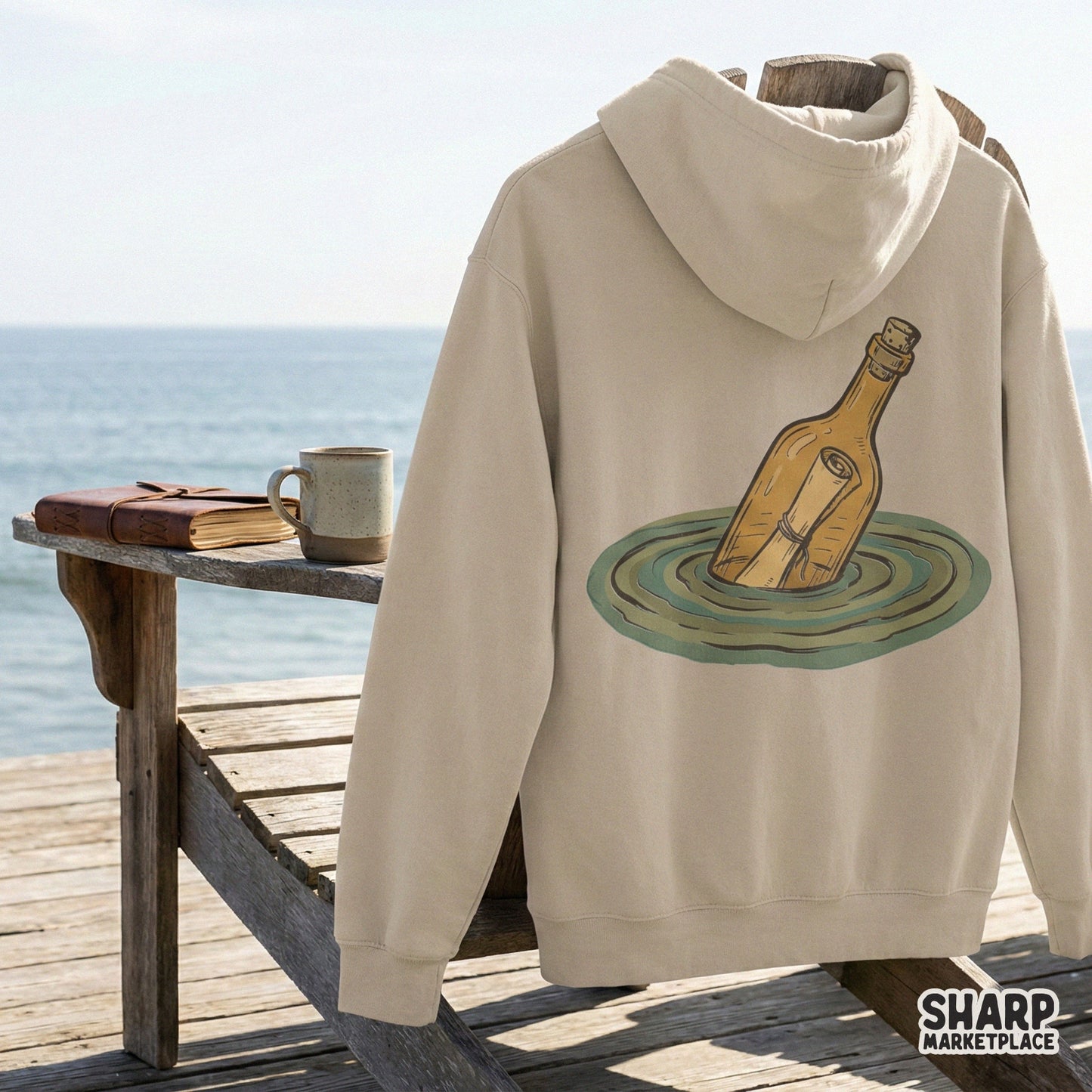 Message in a Bottle PNG, Vintage Nautical Shirt Design - 300 DPI Design