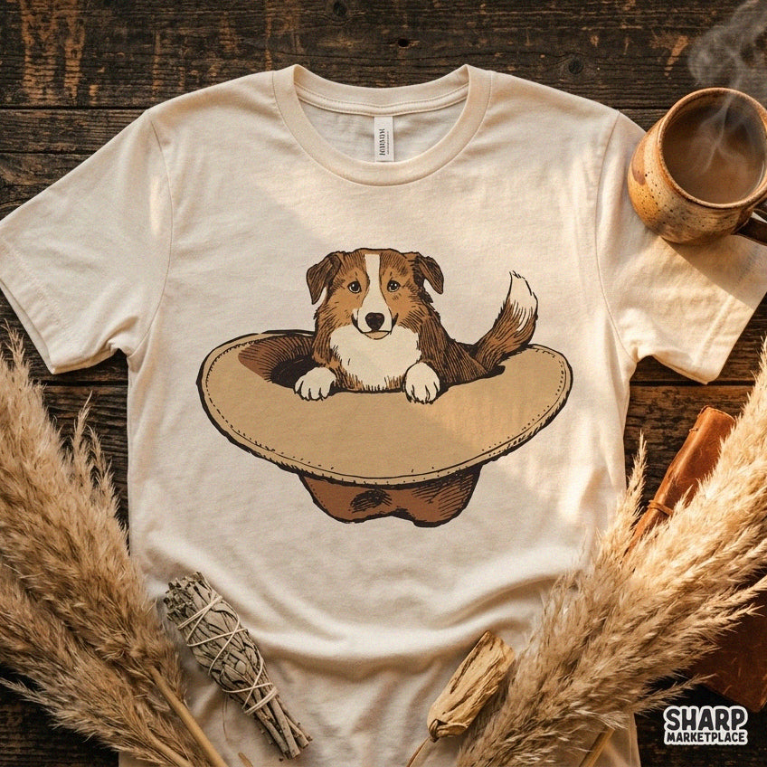 Cute Aussie dog wearing a cowboy hat illustration, perfect western PNG sublimation design for dog moms and apparel