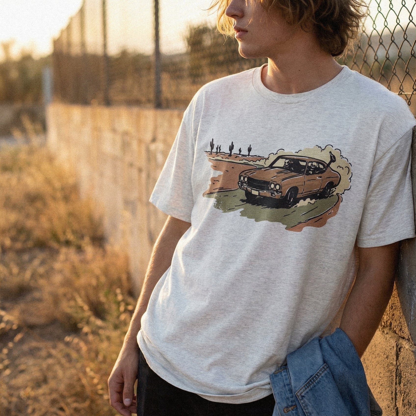 Desert Drive Classic Car PNG, Vintage Roadtrip Art - 300 DPI Design for