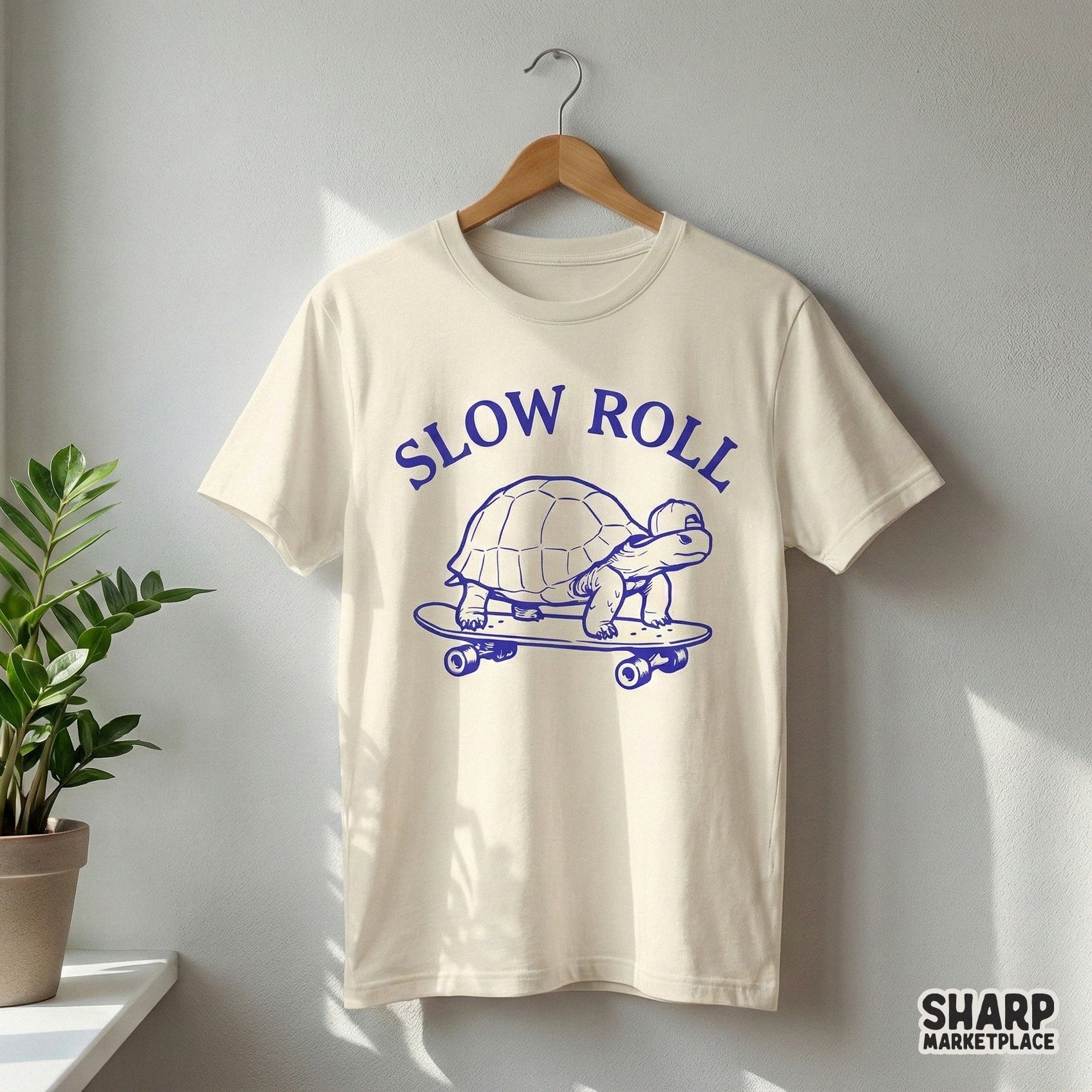Slow Roll PNG, Turtle Skateboard Digital Design - 300 DPI Design for
