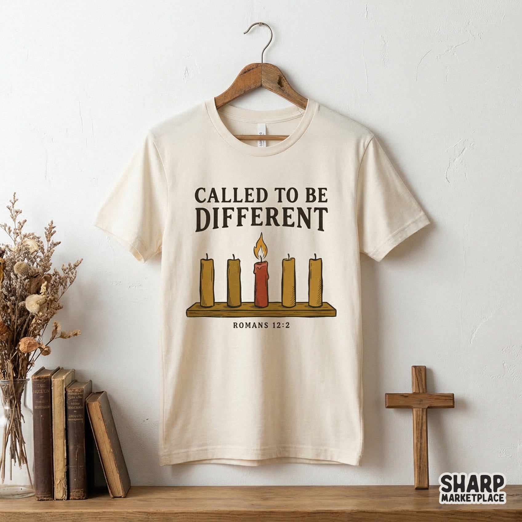 Motivational Christian artwork with a hand-drawn candle illustration and the quote Called To Be Different, suitable for tumblers, stickers, and apparel.