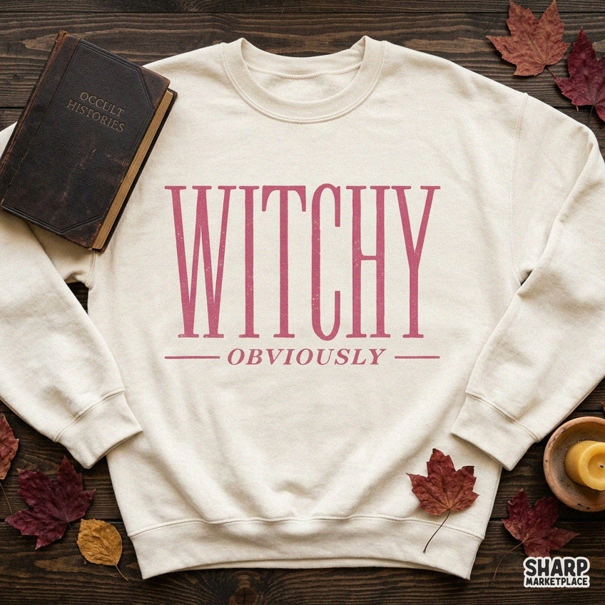 Witchy Obviously pink typography Halloween PNG design for girly goth spooky season shirts and crafts