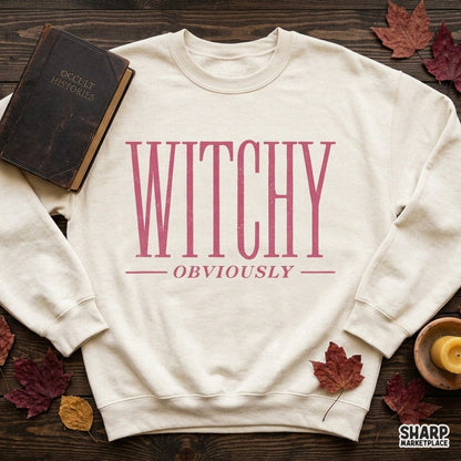 Witchy Obviously pink typography Halloween PNG design for girly goth spooky season shirts and crafts