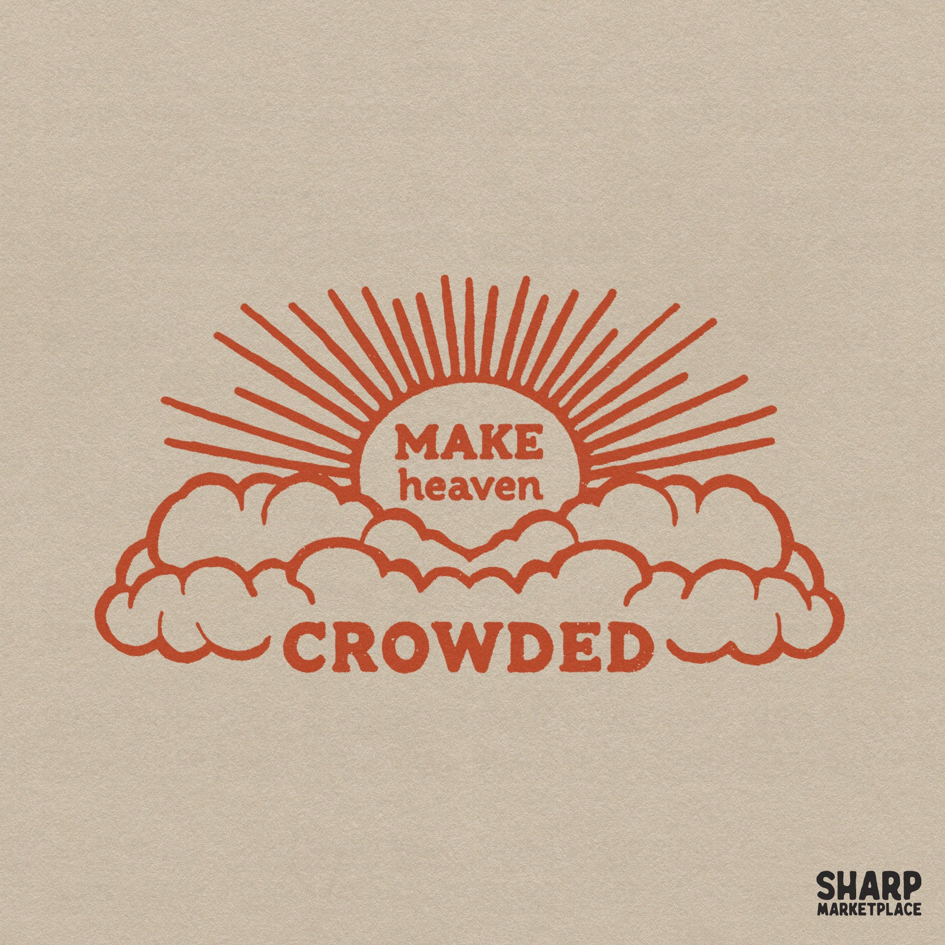 Retro Christian sublimation design featuring sun rays and clouds for inspirational faith t-shirts