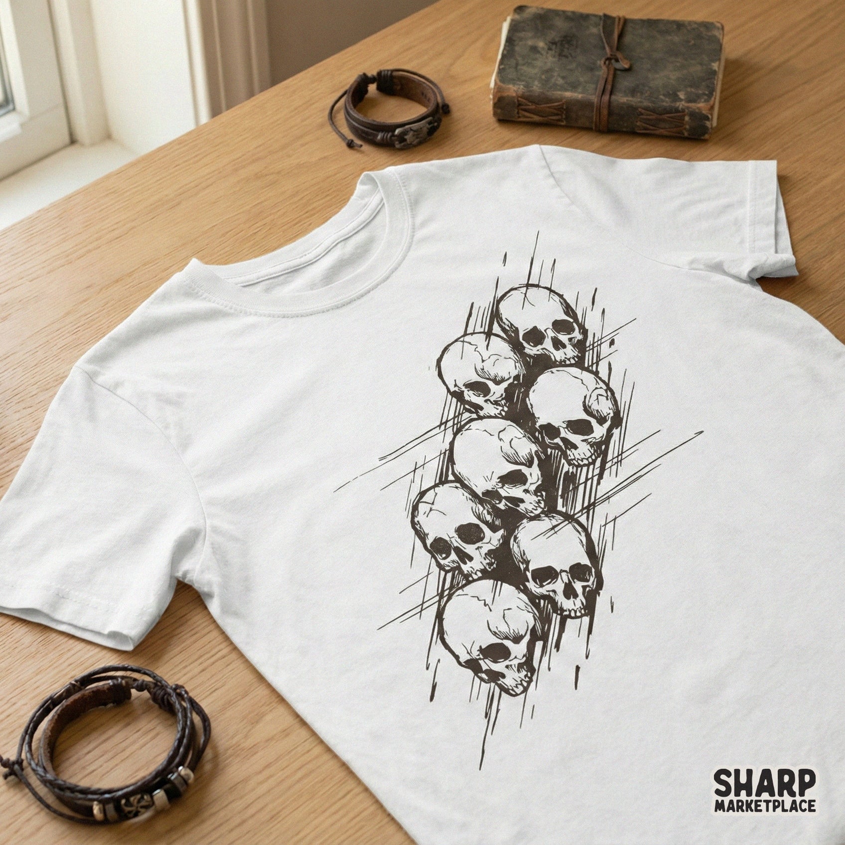 Skull PNG, Vintage Ink Drawing Digital Download - 300 DPI Design for