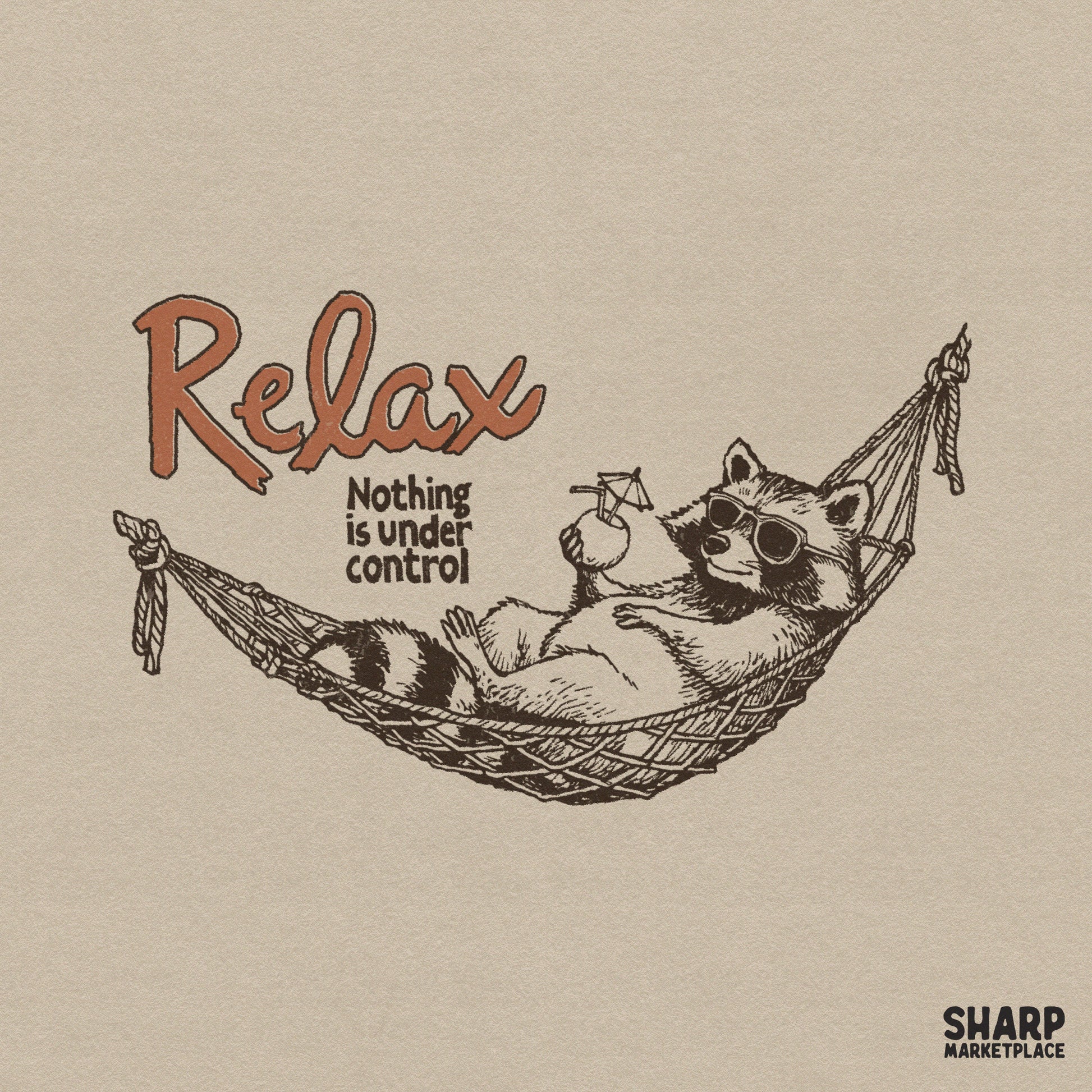 Funny trash panda raccoon relaxing in a hammock for summer t-shirt sublimation designs